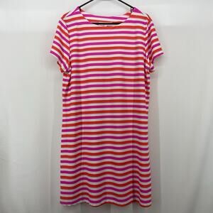 Jude Connally Size XL Ella Dress Multicolor Stripe Round‎ Neck Purple Orange